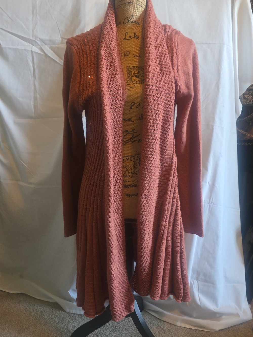 Soft Surroundings Open Drape Cardigan in Rusty Rose